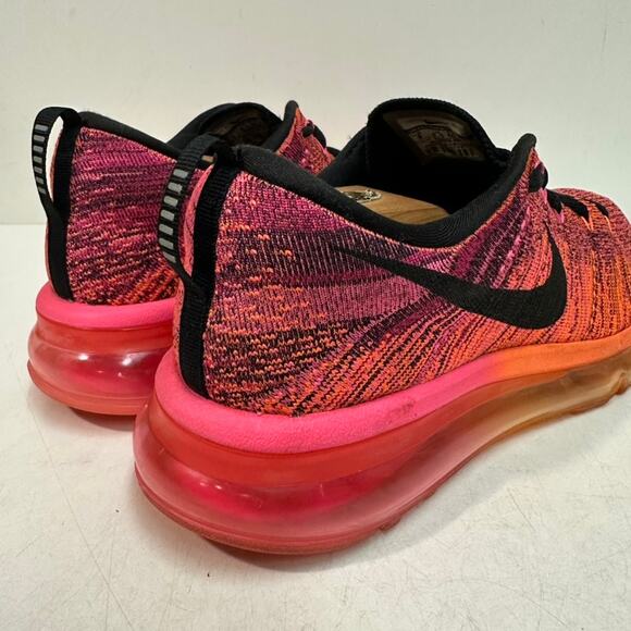 EUC Nike WMNS Flyknit Air Max Total Orange/Black/Pink/Fireberry Running Shoe 9 - Picture 8 of 12